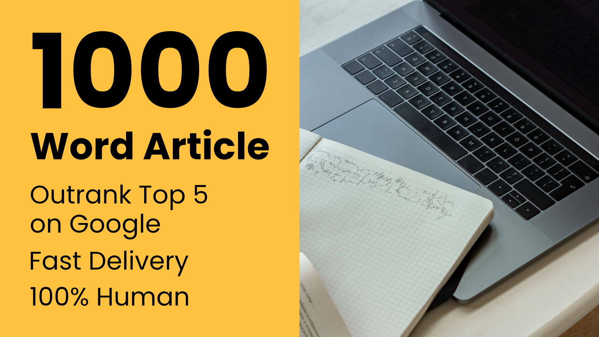1000 Word Article - Outrank Top 5 on Google - Fast Delivery - 100% Human