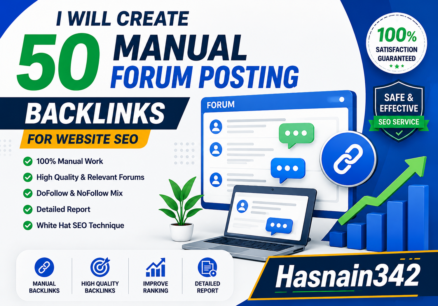 I Will Create 50 Manual Forum Posting Backlinks for Website SEO