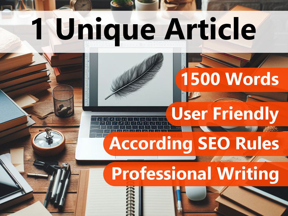 1 Unique article on general topics - 1500 words + 3 unique photos