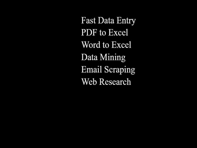 Data Entry in MS Excel, Google Sheets, Web Research, Email Scraping, Copy Paste in 24 hours