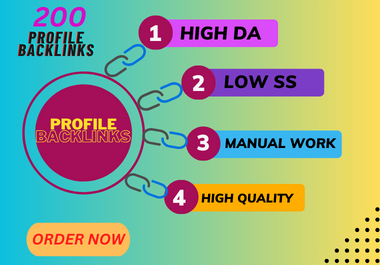  I will do 200 seo Profile backlinks on high DA PA And Low ss sites.