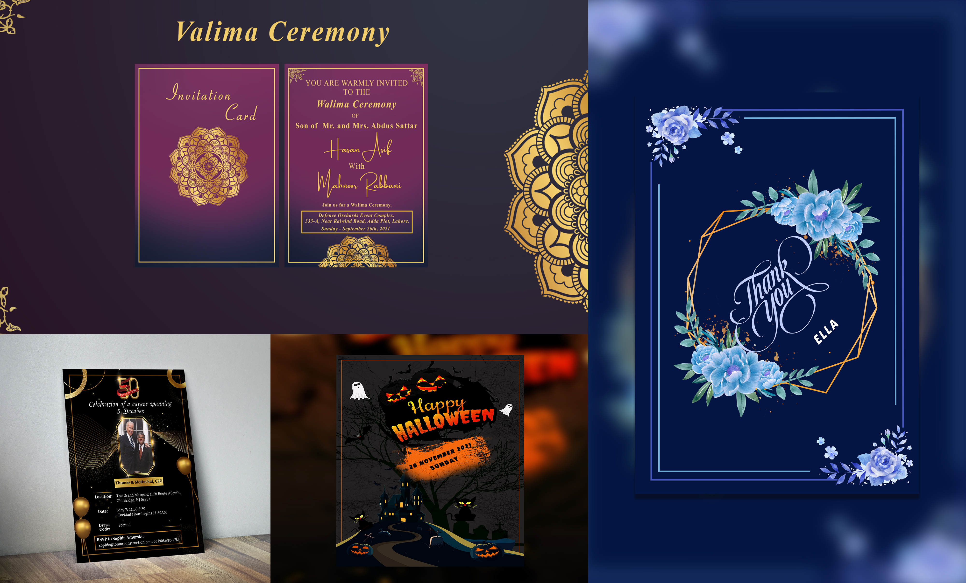 I will design invitation cards, wedding cards and bi...