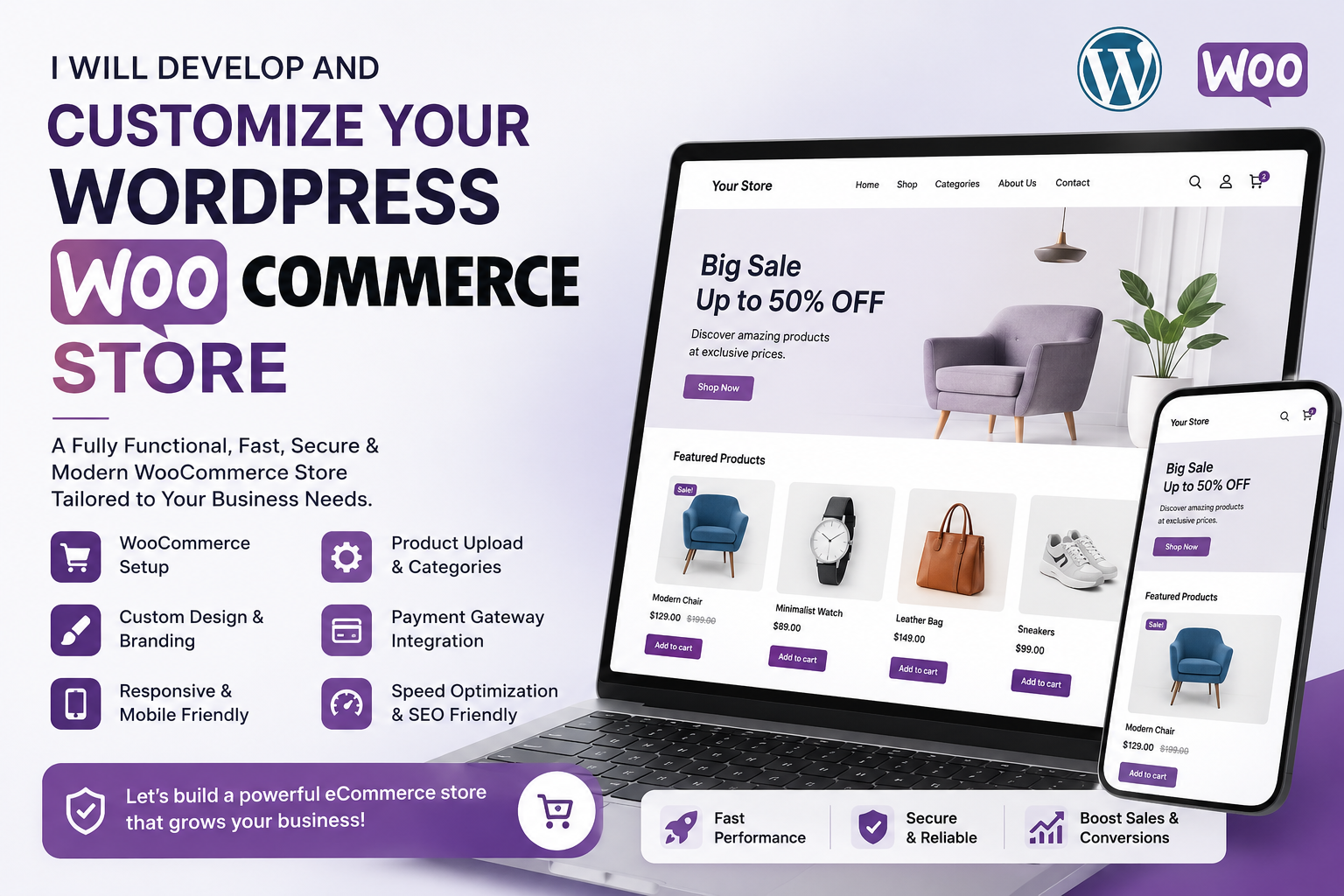 I will develop and customize your WordPress WooCommerce store