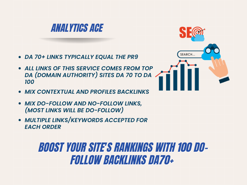 Boost Your Site's Rankings with 100 Do-follow Backlinks DA70+ 