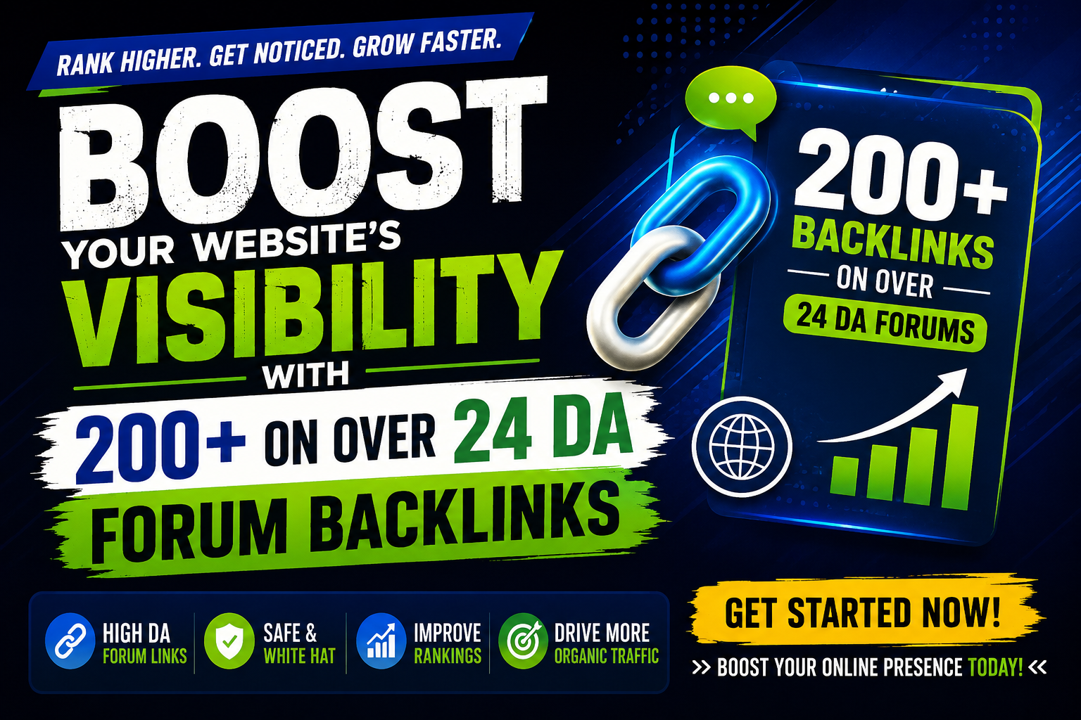 Boost your websites visibility with 200+ ON 0VER 24 DA forum backlinks