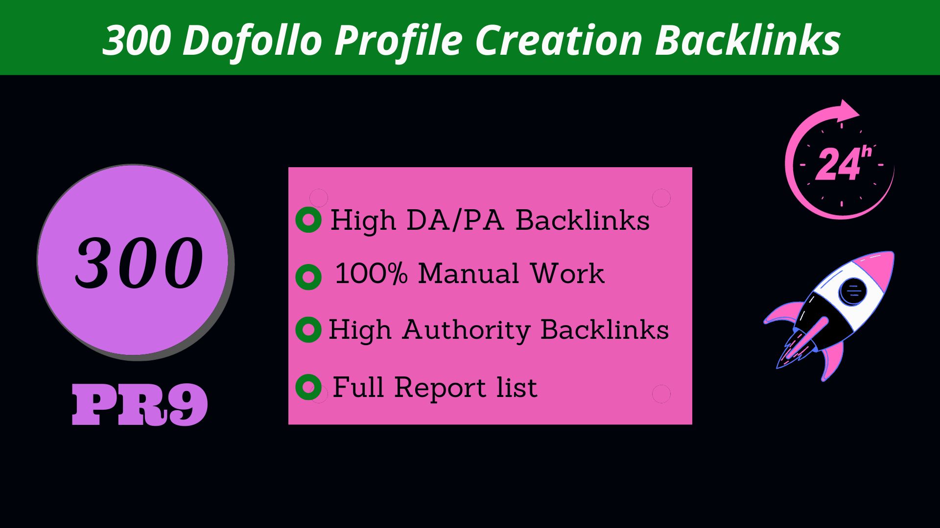 I will create 300 high Authority Profile Creation Backlinks