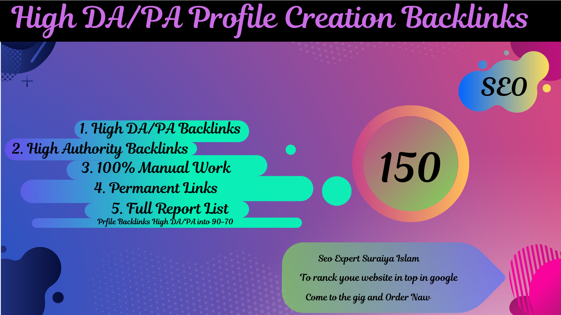 I will create 150 High DA/PA (90-80) Dofollow Profile Creation Backlinks