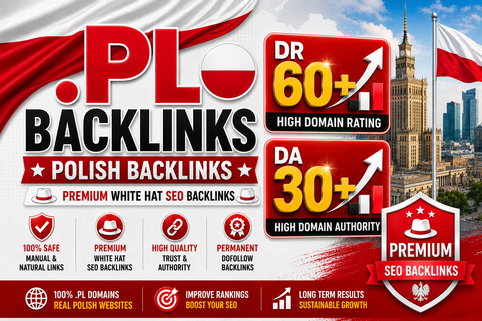 I will create 10 High Quality .pl Poland DR 60+ and DA 30+ PBN Backlinks 