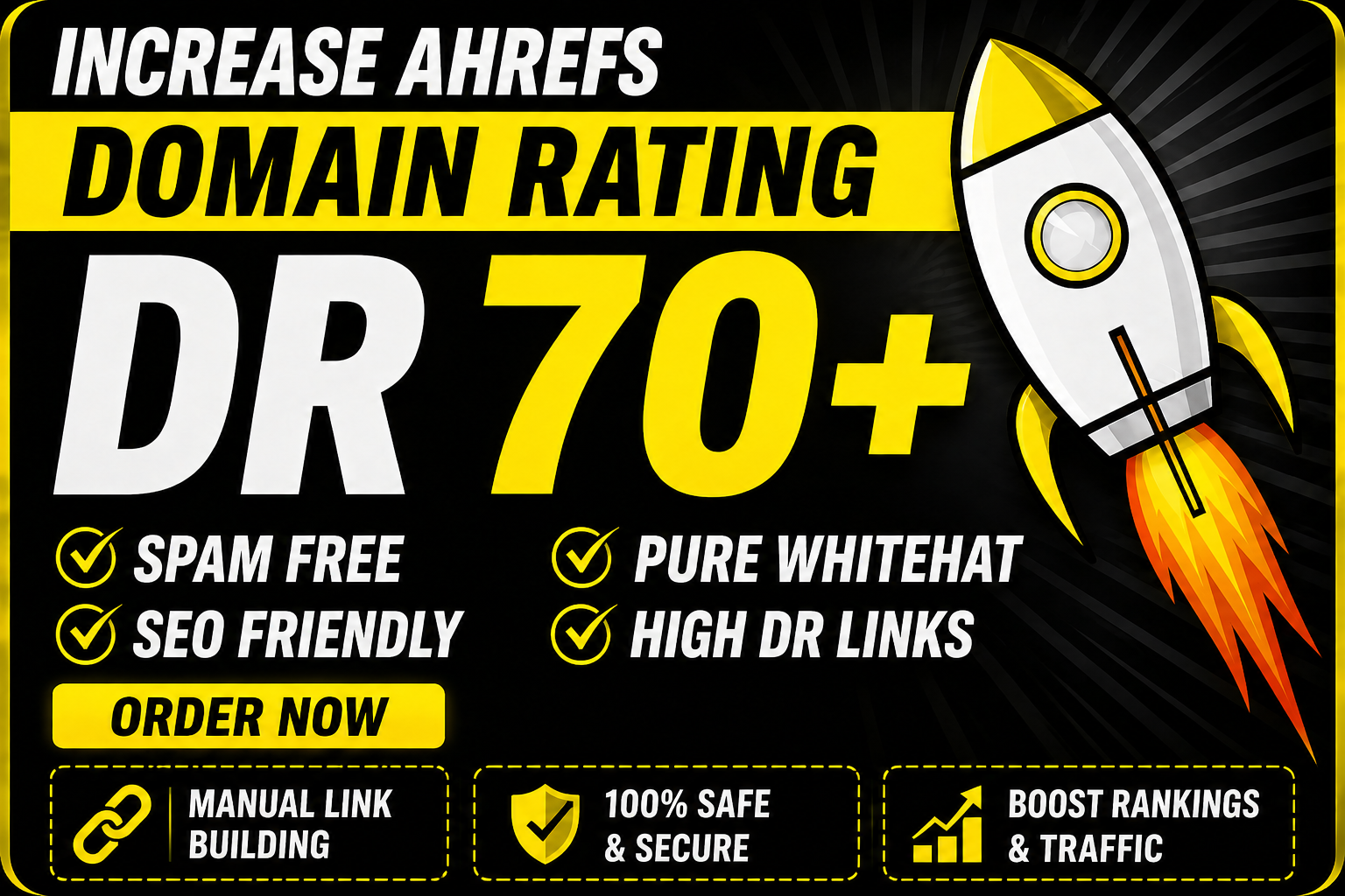 I will increase ahrefs domain rating DR 70+ Guarantee...