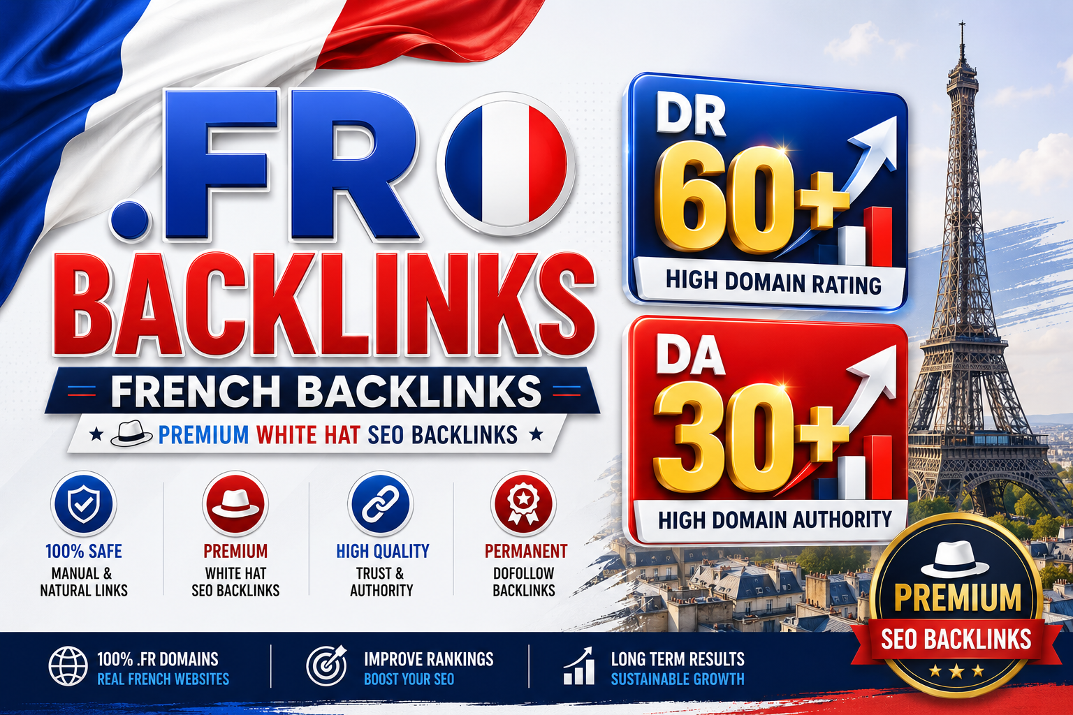 I will create 50 High-Quality .Fr French DR 60+ and DA 30+ PBN Backlinks 