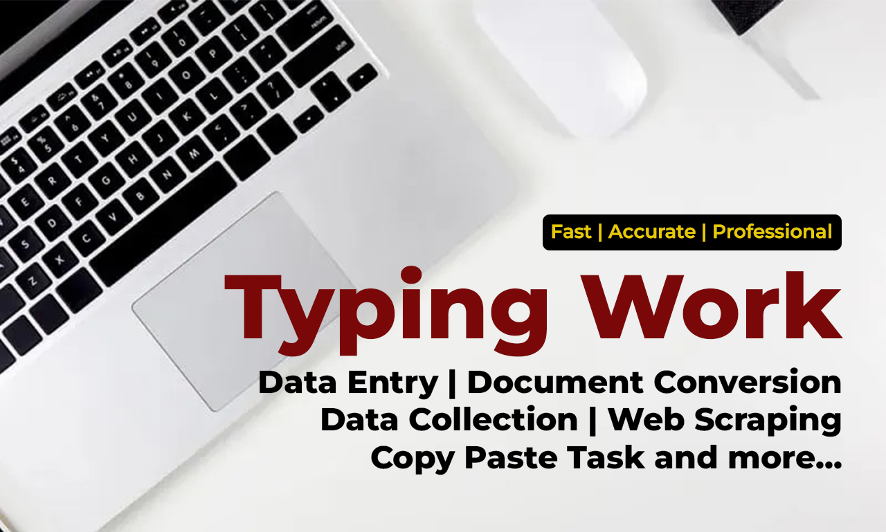 Data Entry, Typing, , Copy Paste Task, Convert PDF and Other Files into Word