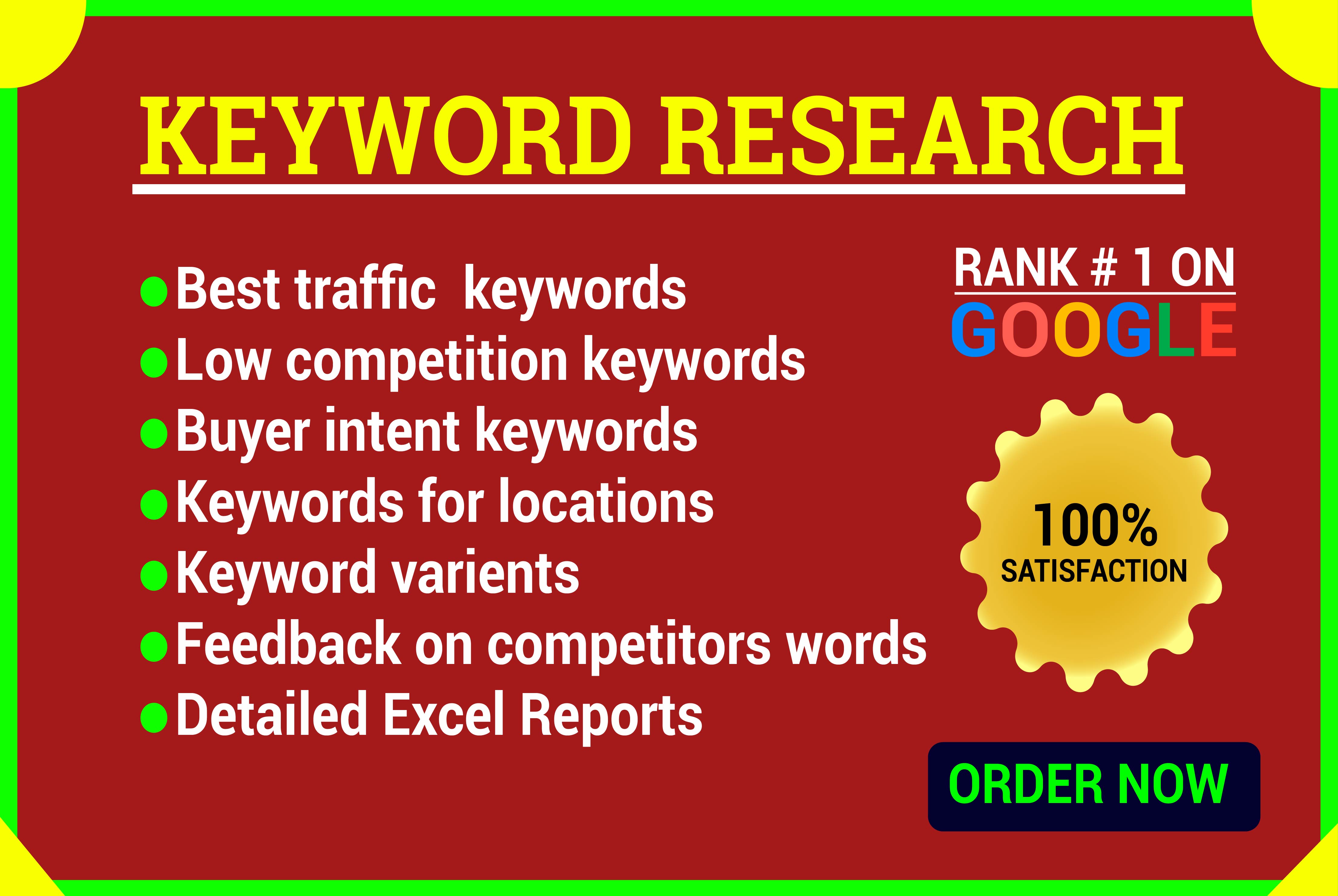 I will research SEO keywords & competitor analysis for 1 page 