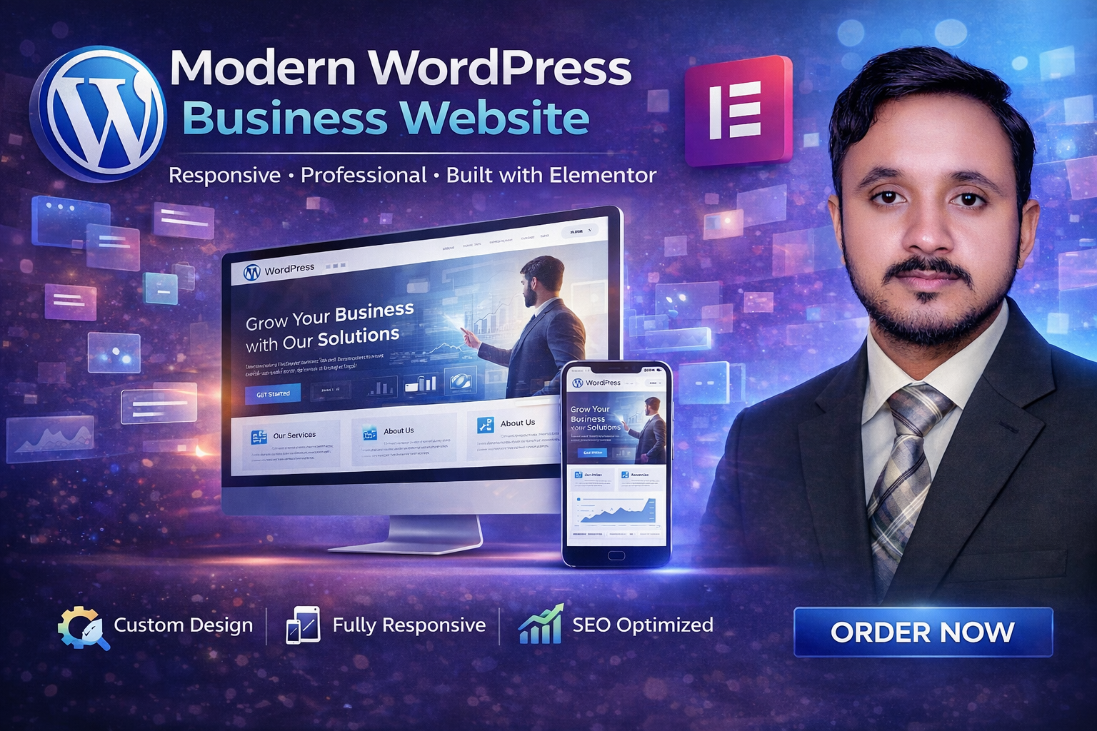 I will create a stunning business website in WordPress using Elementor