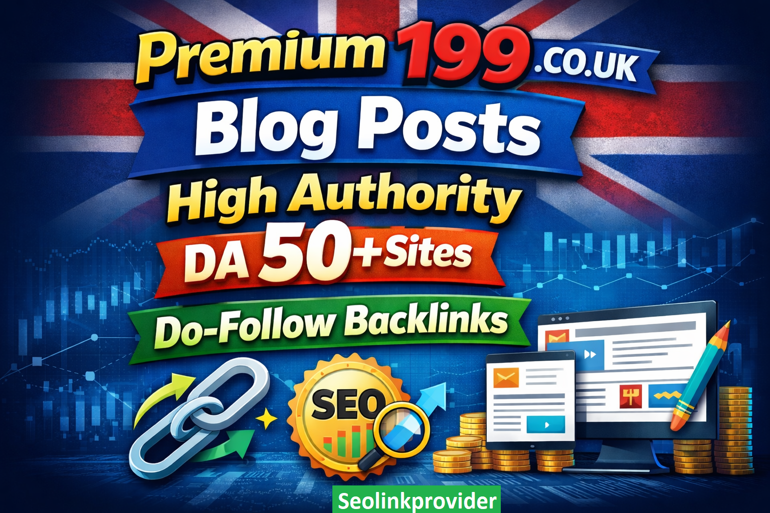 Premium 199 .CO. UK Blog Posts High Authority DA 50 Plus Do-Follow Backlinks