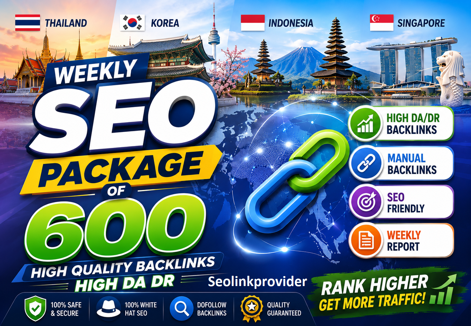 WEEKLY SEO PACKAGE OF 600 HIGH QUALITY BACKLINKS HIGH DA DR