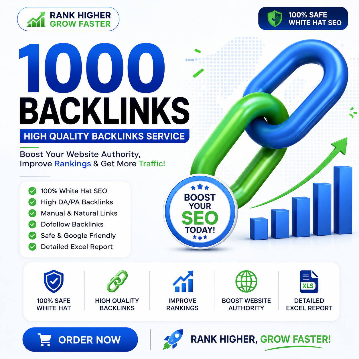 Guarenteed rank High authority DA 50+ white hat 1000 Manual dofollow backlinks