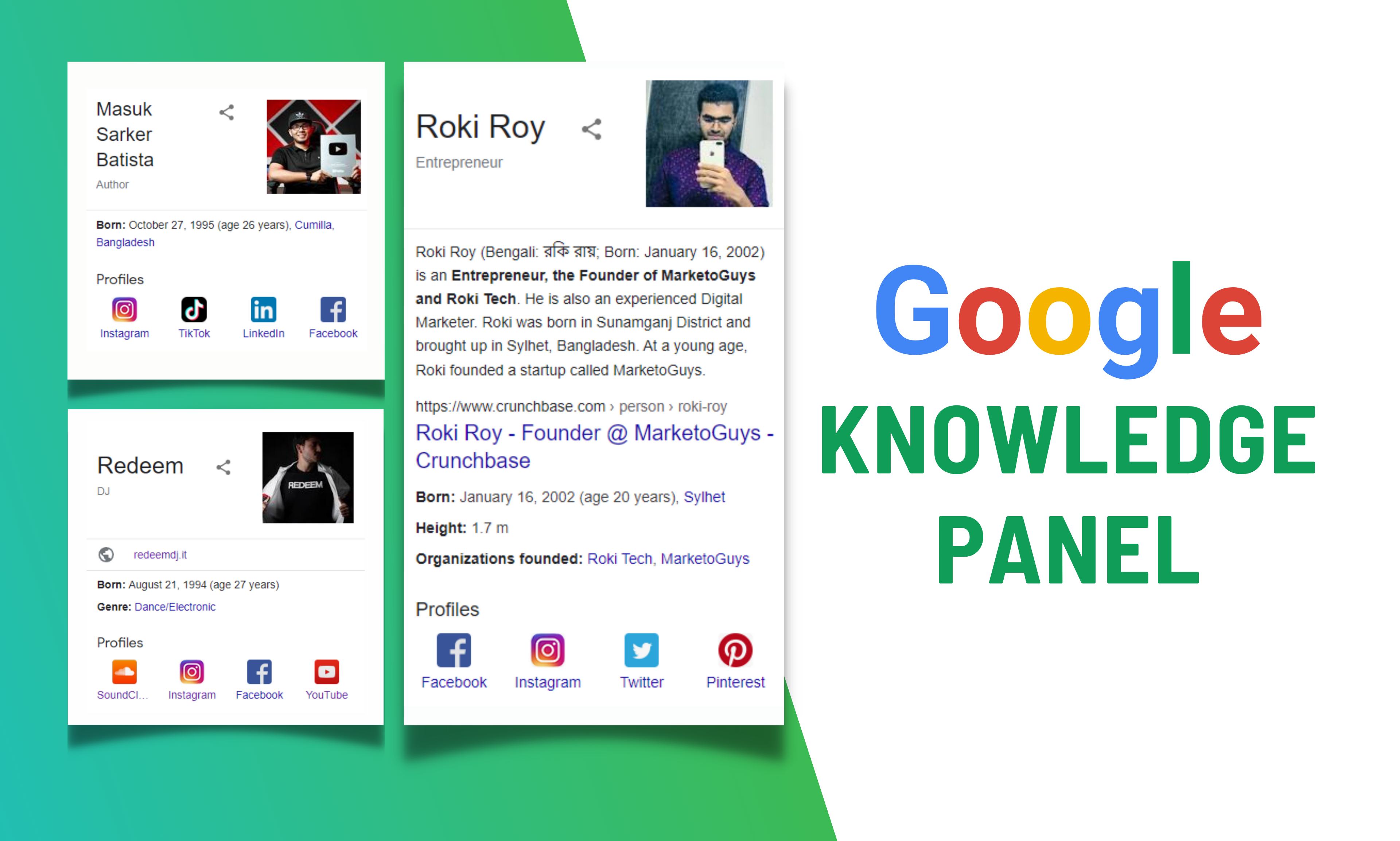 Create Google Knowledge Panel for a Person