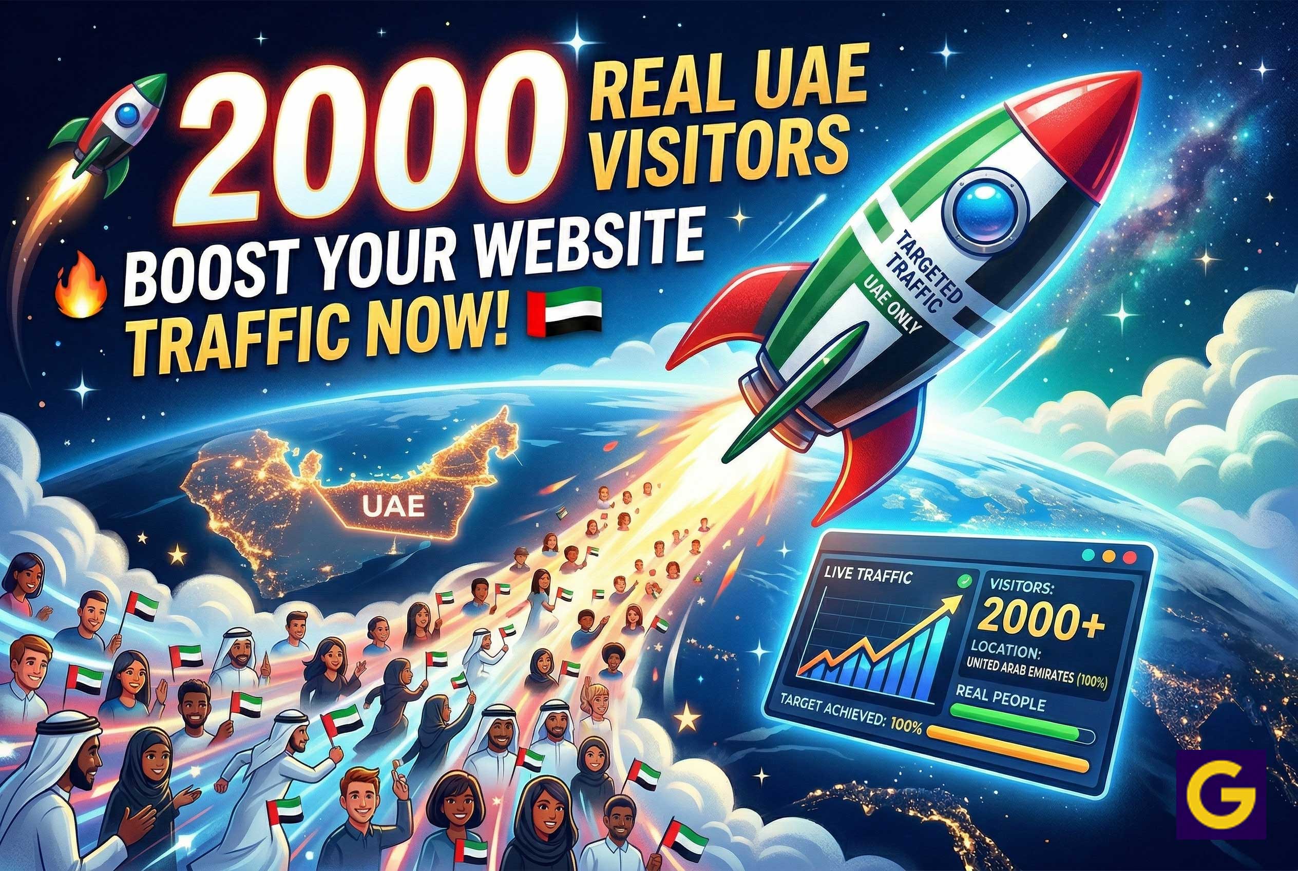 Get 6000 Real Traffic United Arabia Emirates Targeted Visitors