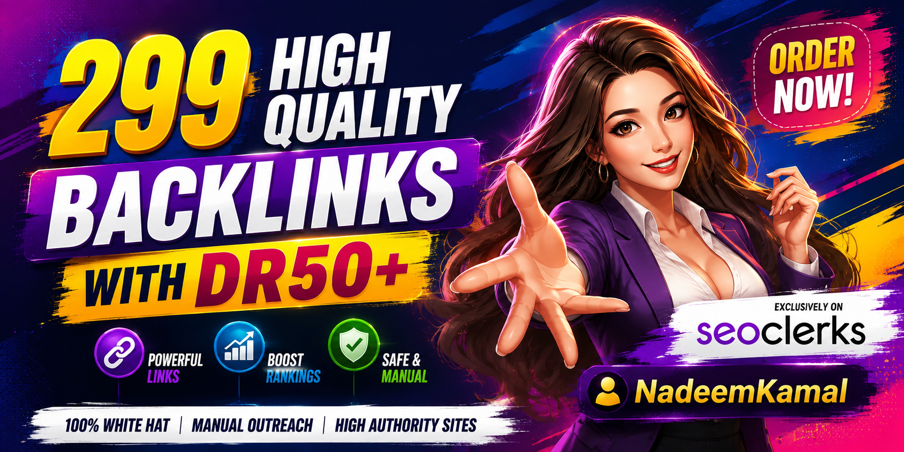 299 High Authority Backlinks DR50+ | Manual & White Hat
