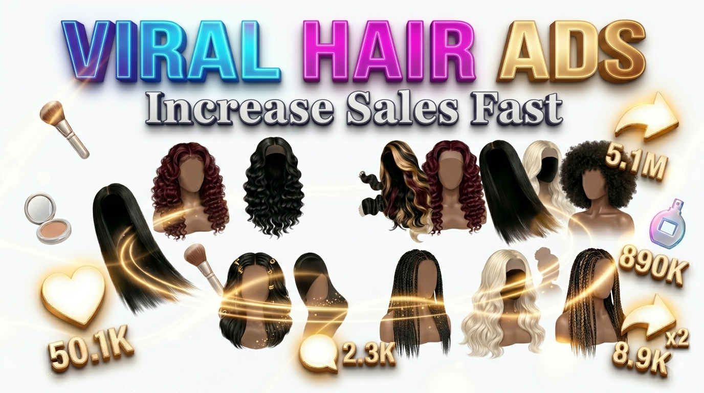 I will create high-converting hair extensions and wigs video ads that boost your sales fast