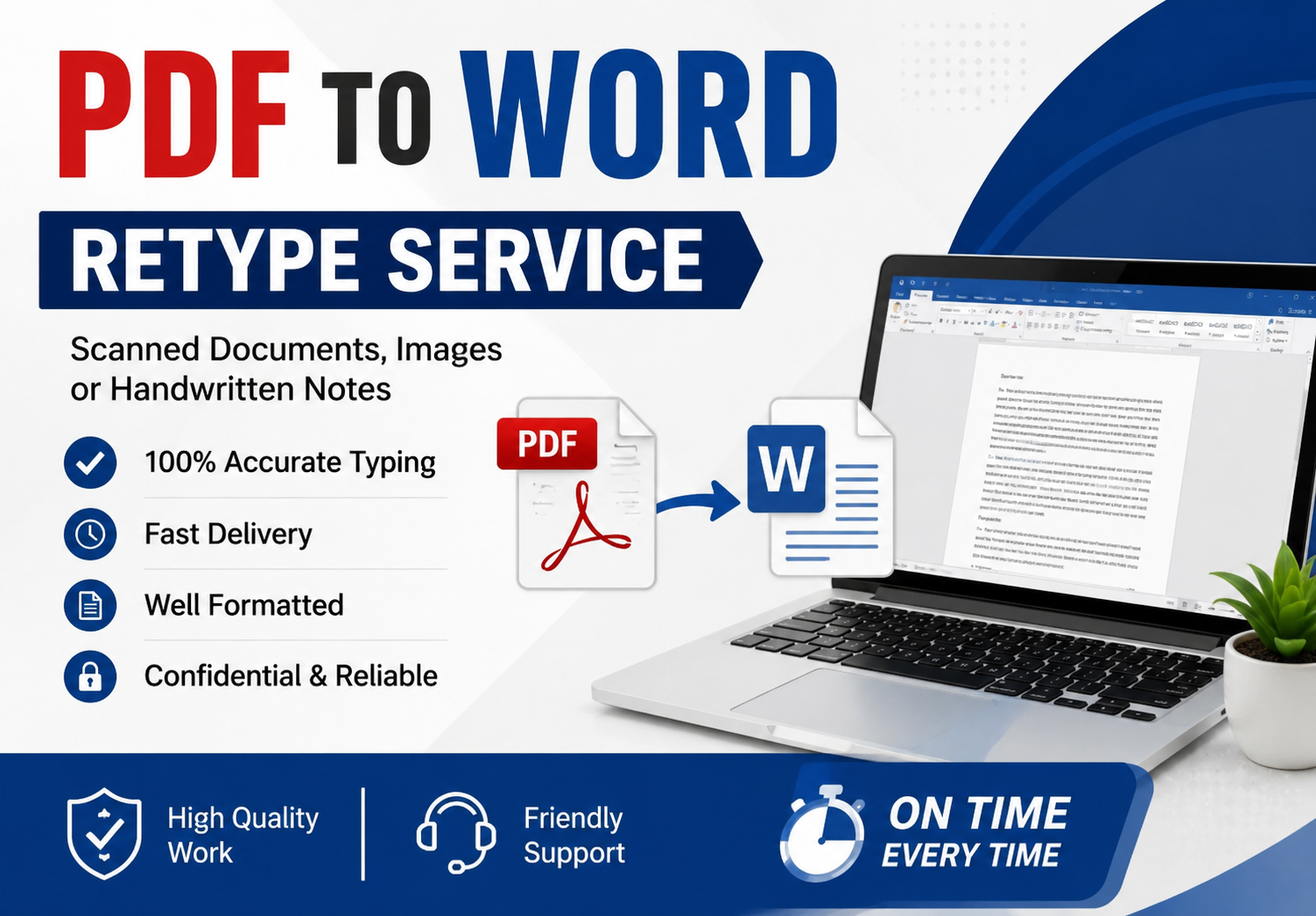 I will retype PDF images or scanned documents into Word