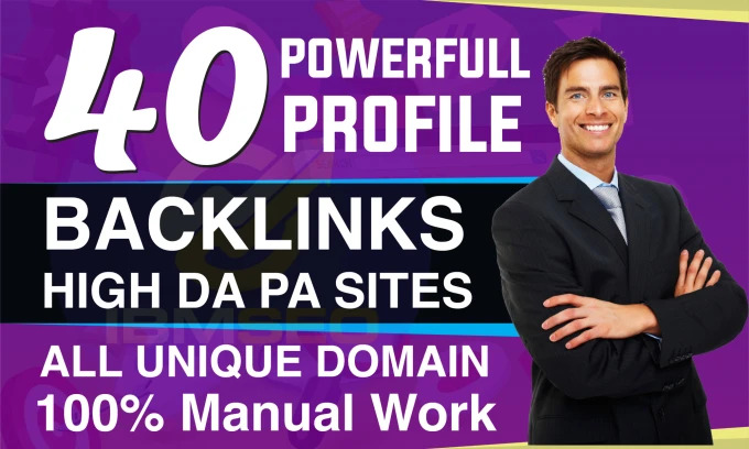 i will build 40 profile backlinks high da pa sites