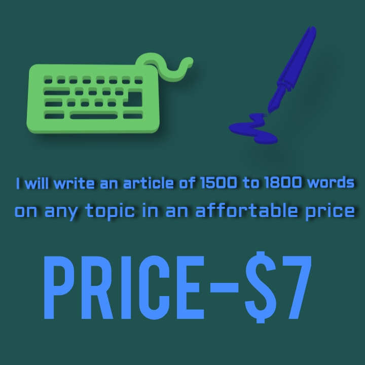 I will write an article on any topic in 1500 to 1800 ...