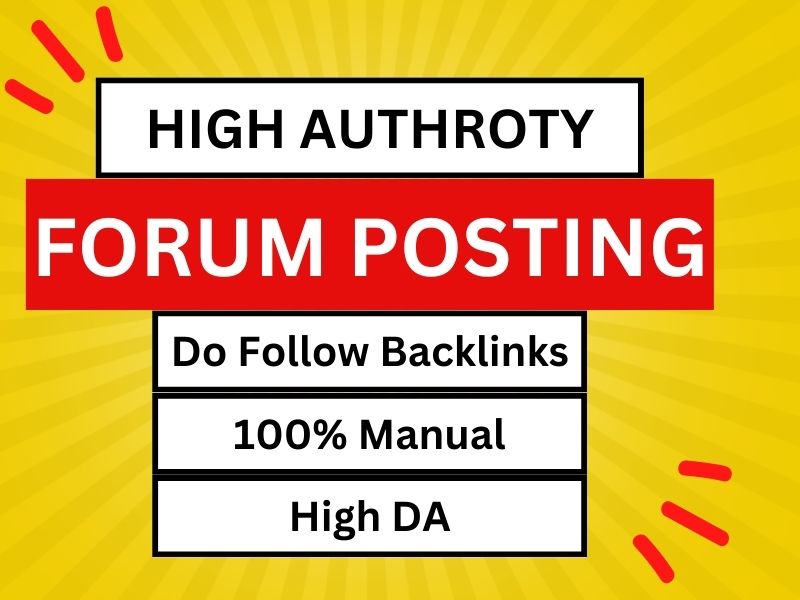 I Will manually provide 65+ High Authority Forum Posting Backlinks on High DA PA.