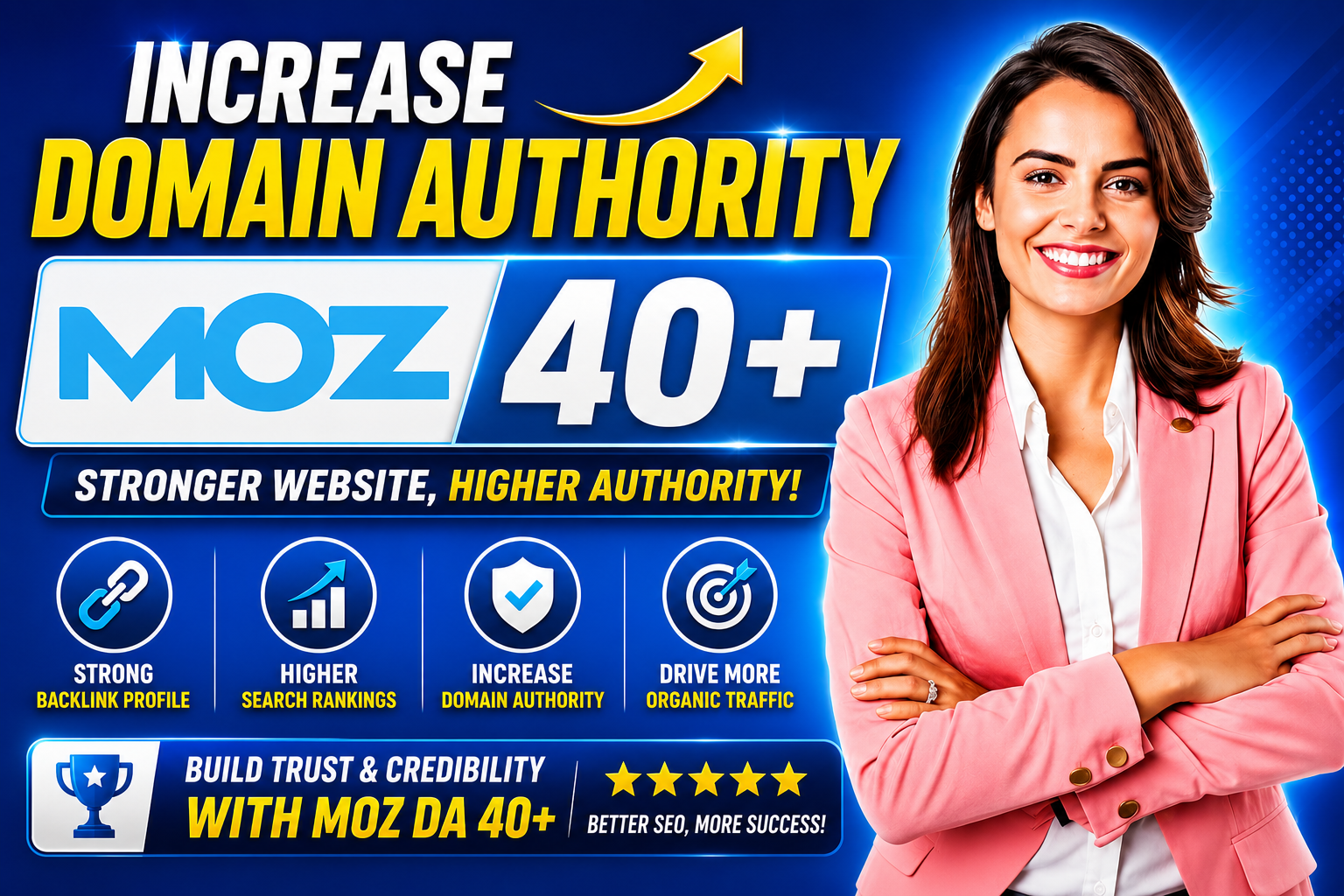 I will do domain authority Moz da 40 plus without spam score 