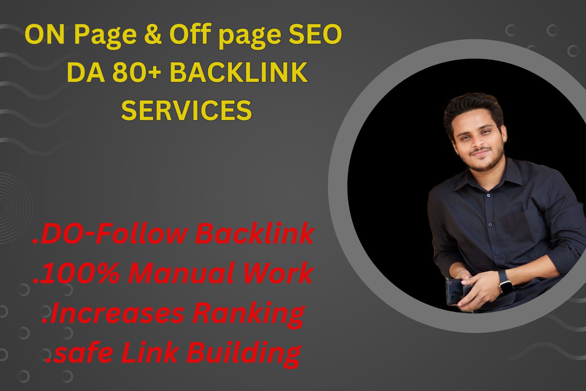 I will do Off page SEO, on page seo and backlink Services