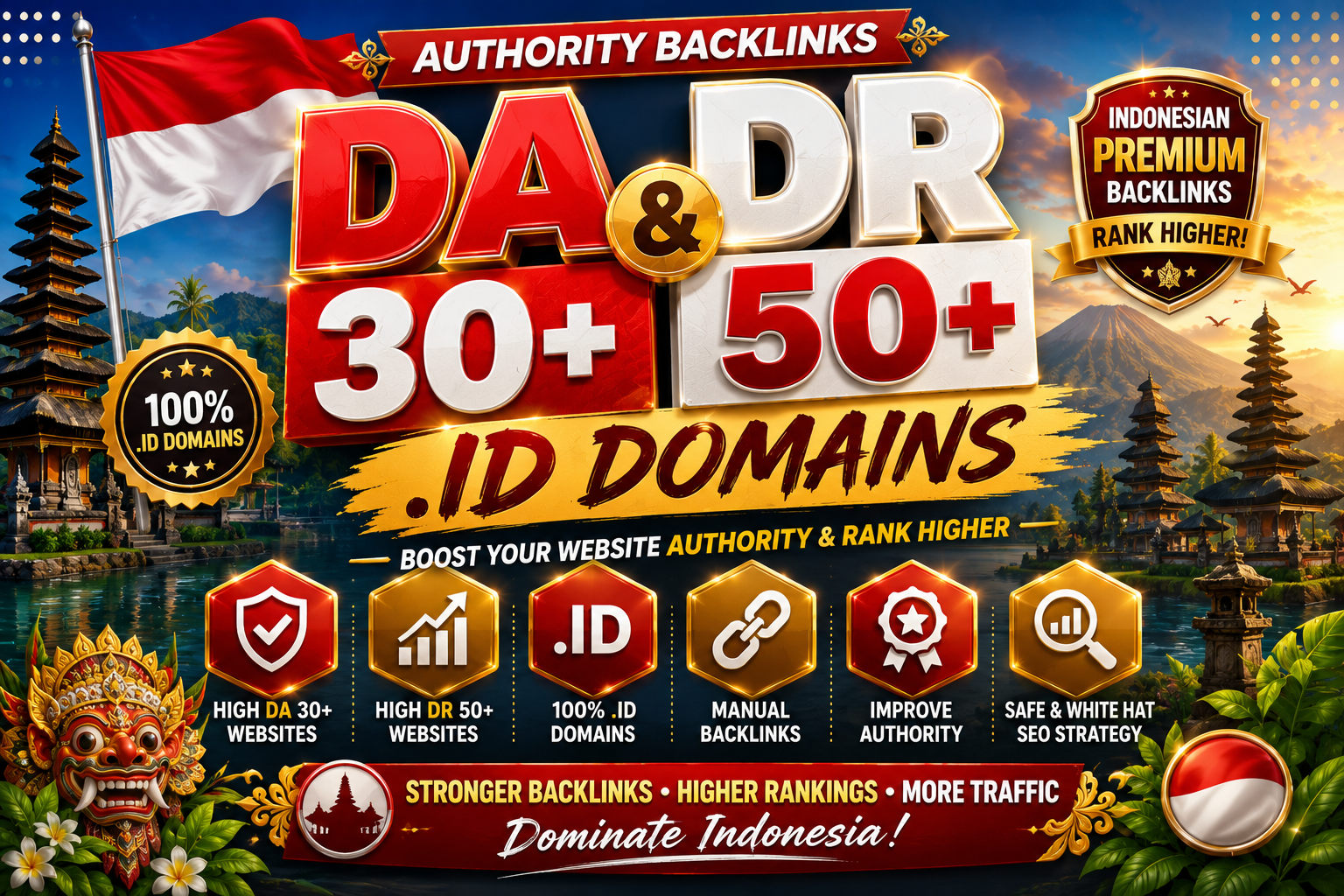 I will create 100 High DA 30+ and DR 50+ .id Backlinks