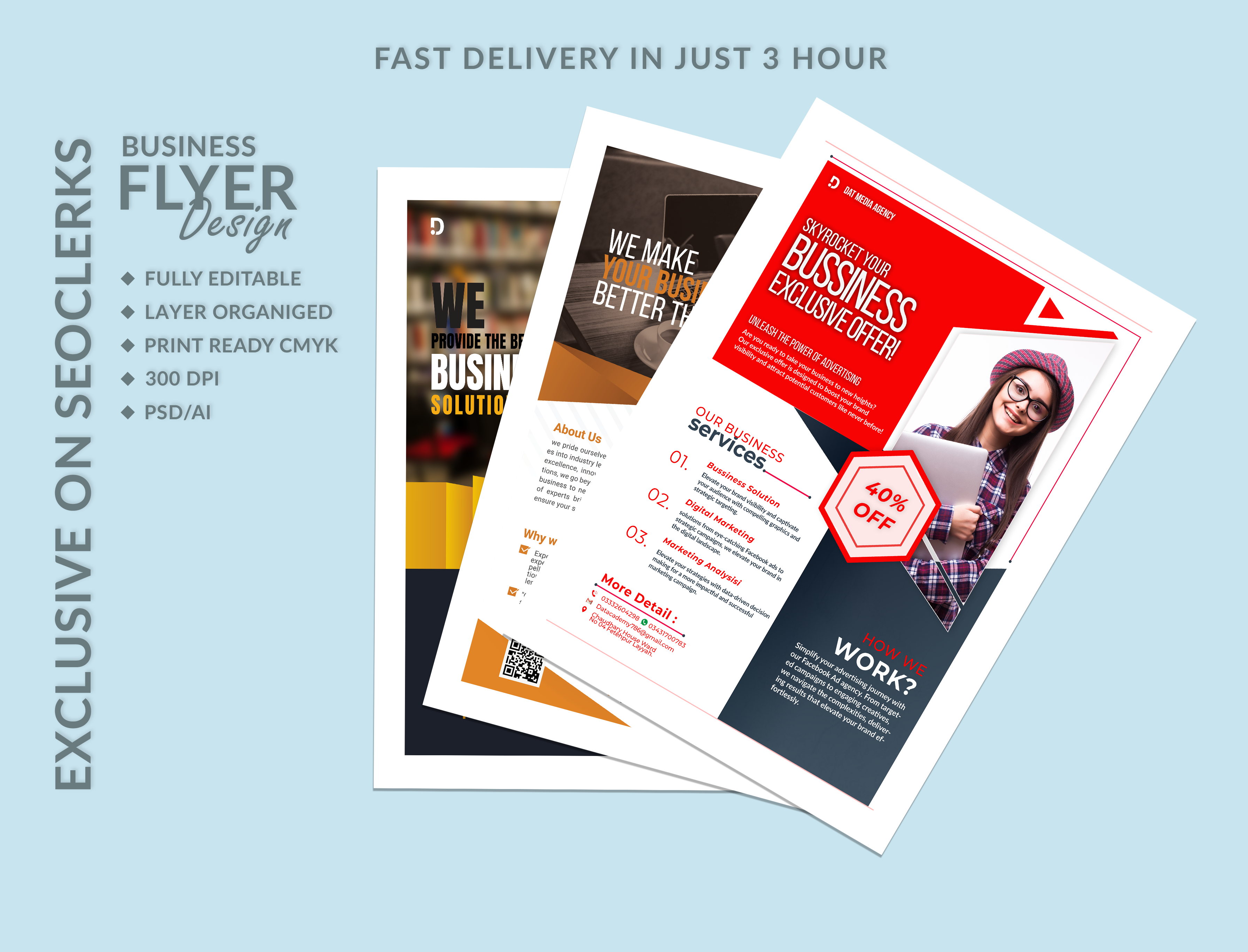 I will design awesome, flyer, social media poster HD quality in just 3 hour