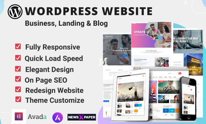 I will design clean and responsive wordpress website using gutenberg block editor, elementor pro.