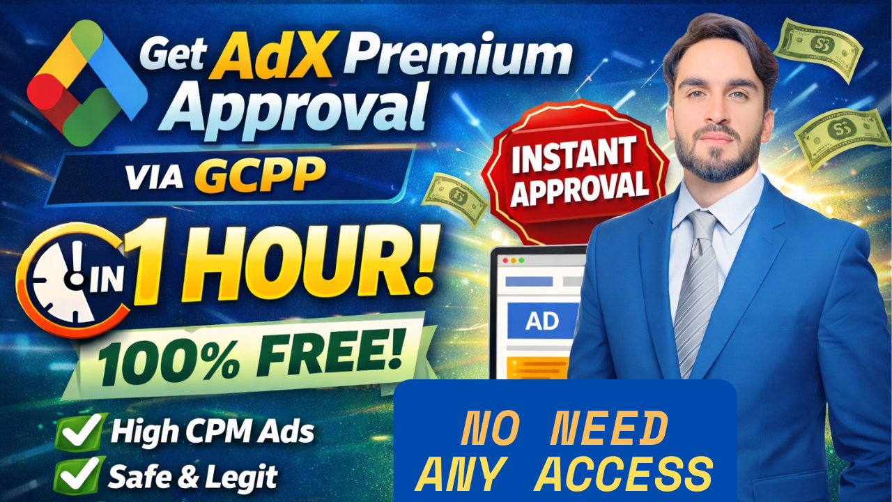 I will provide ma adx premium approval from gcpp for freee instantly in 1hour