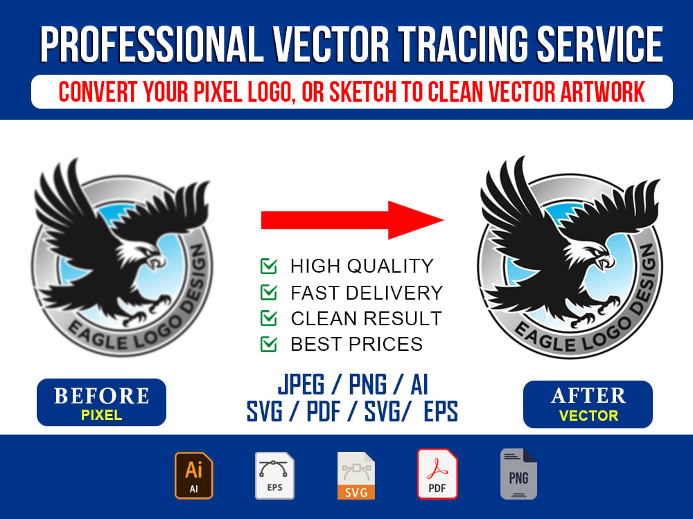 I will do clean manual vector tracing for your artwork and logo