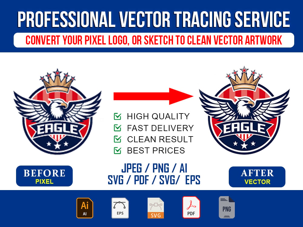 I will do clean manual vector tracing for your artwork and logo