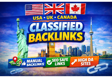I will create 35 high DA manual local classified backlinks from USA UK Canada sites 
