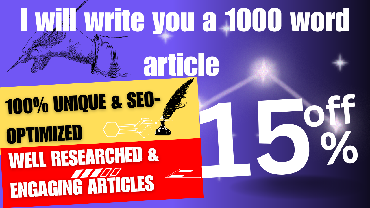 1000 words AI-free, SEO article writing, blog post writing or content writing for $5
