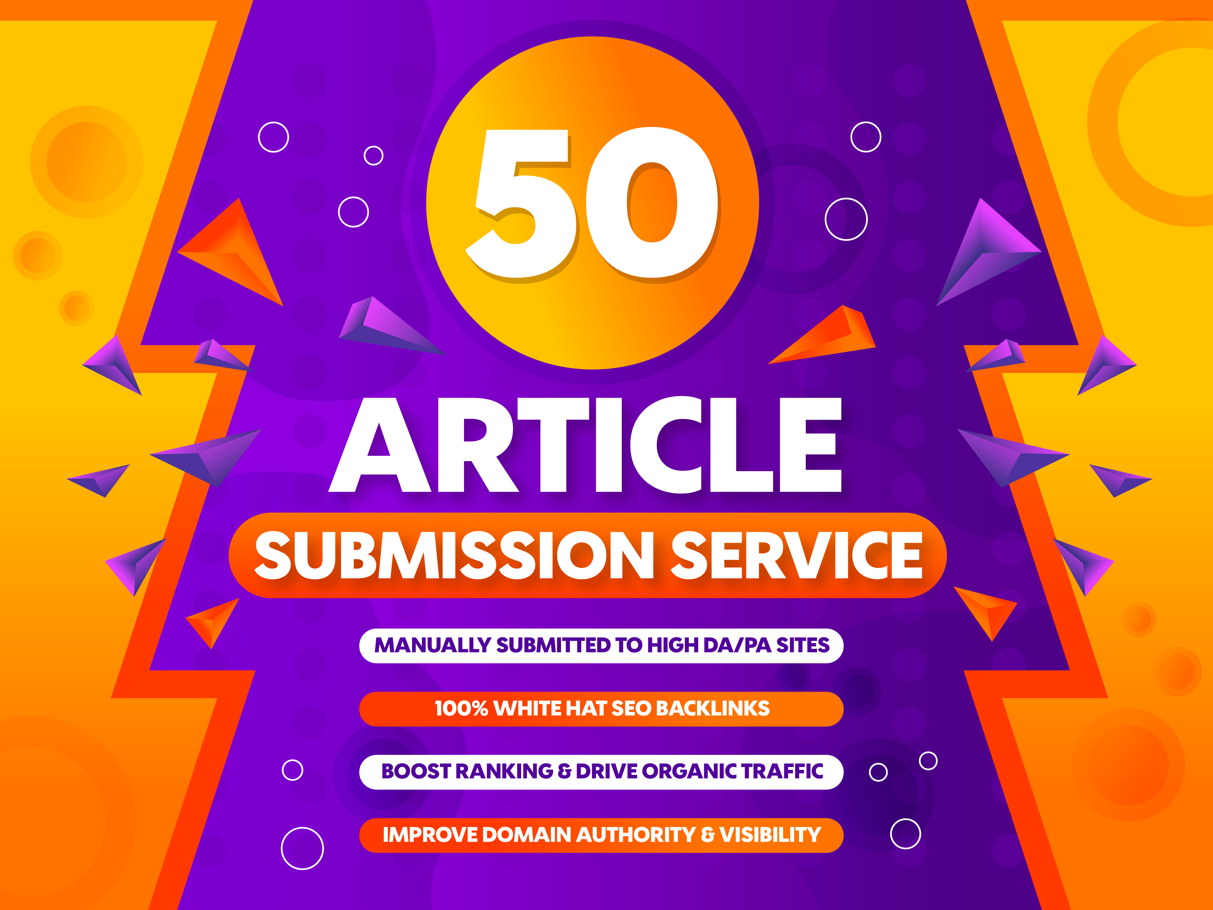 Powerful SEO Backlinks &ndash; 50 Article Submissions High Authority DA Doamins