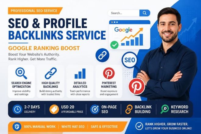 I will do high-authority profile backlink SEO for Goo...