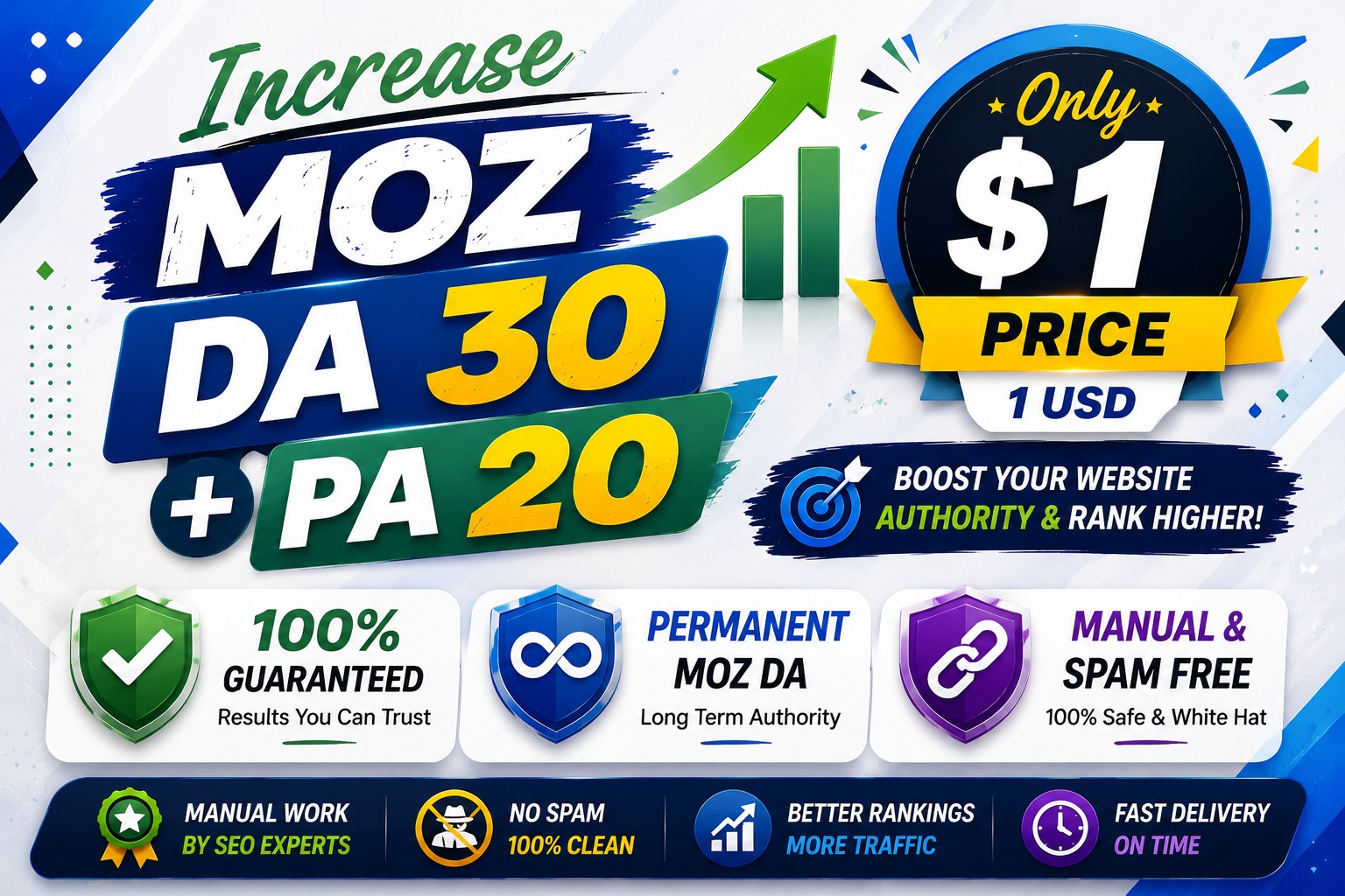 Get Guaranteed Increase MOZ DA 30 Of Website with Safe Results