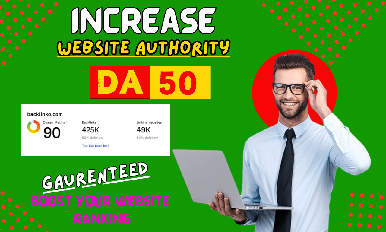 I will increase moz da, increase da pa, increase domain authority, increase da 50