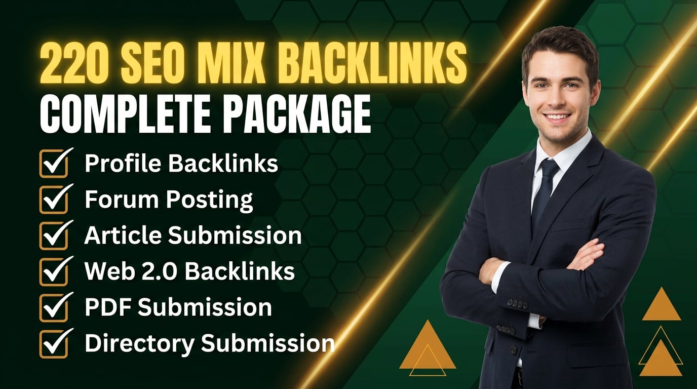 I will build 220 SEO mix backlinks with profile backlinks,forum posting,article submission, web 2.0