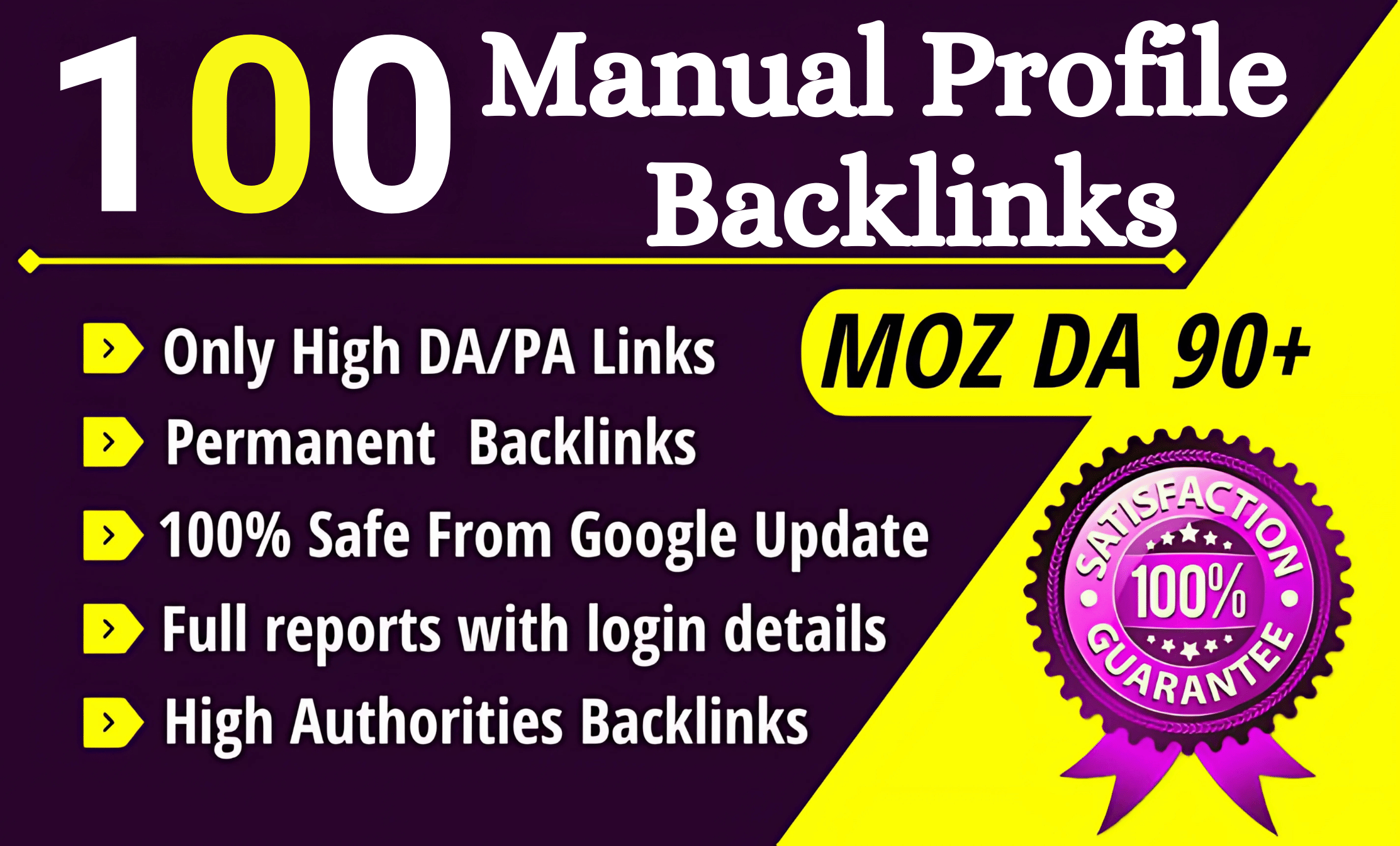 I will do high DA 80+ Dofollow 100 profile backlinks