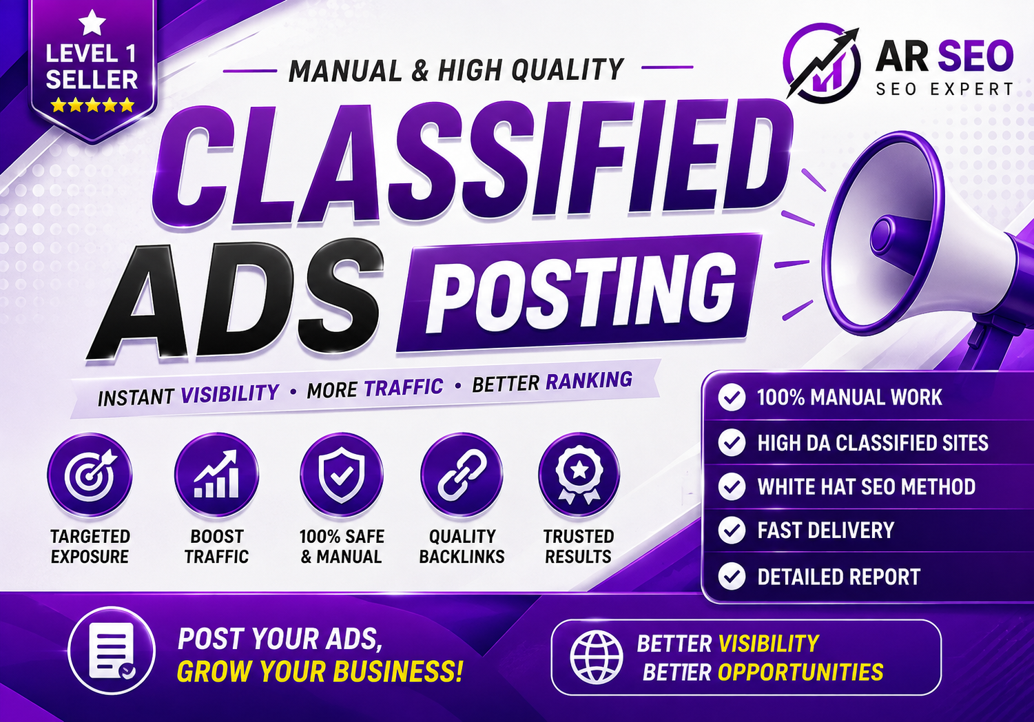 I Will Do 50 Manual Classified Ads Posting for SEO, Traffic & Website Exposure