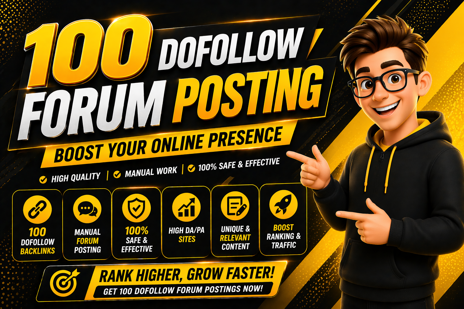 Create high DA/DR 100 forum posting backlinks on unique domains