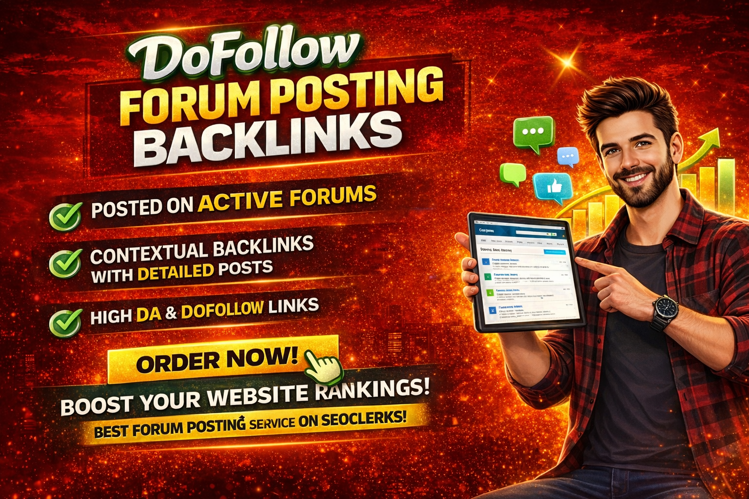 Create high DA/DR 100 forum posting backlinks on unique domains
