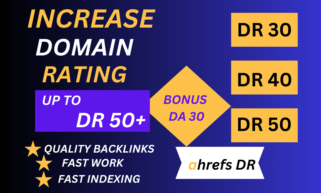 I will Domain Rating Dr 50 Plus using high authority SEO backlinks 