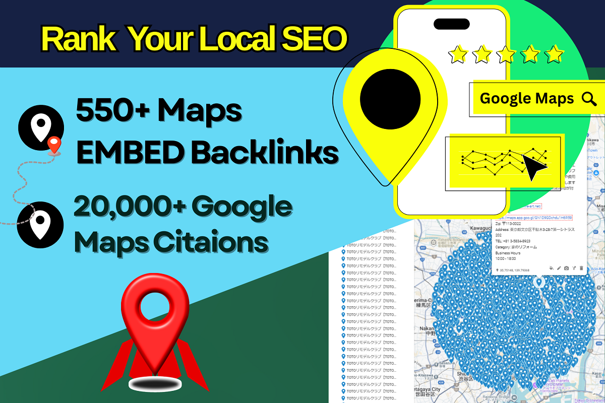 20,000 Manual Google Maps Citations and 550 Maps Embe...