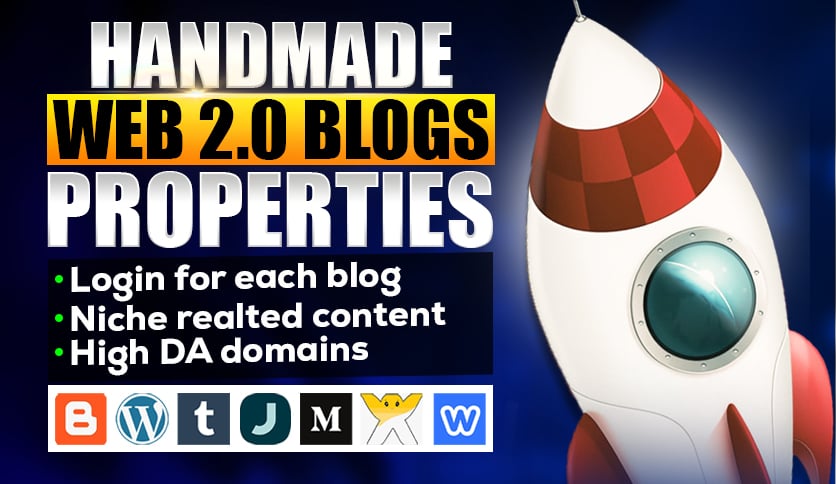 We will create 10 handmade Web 2.0 properties with login details